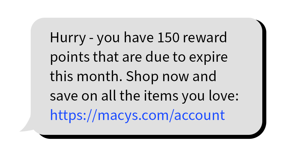 Loyalty points expiring SMS message